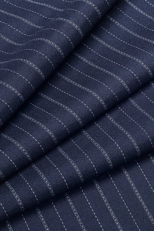 Fabrich - Navy Claasic Jacquard Unstitched Kurta