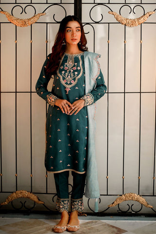 Picture of Shanyera - D1-Peacock Allure Aria Winter Collection - Available at Raja Sahib