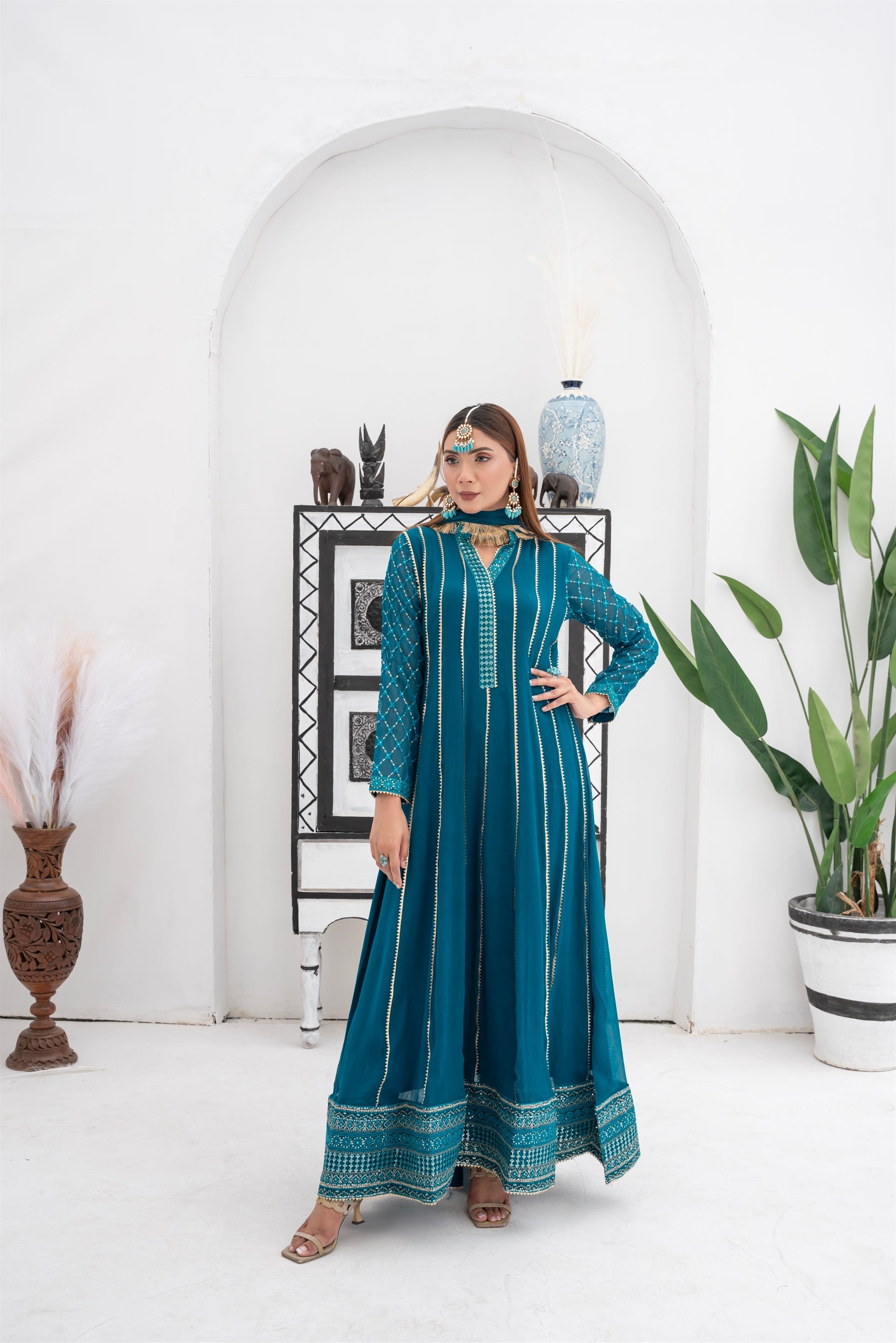 Picture of <!--asx-->Manahils - Kurti 106-Teal - Available at Raja Sahib
