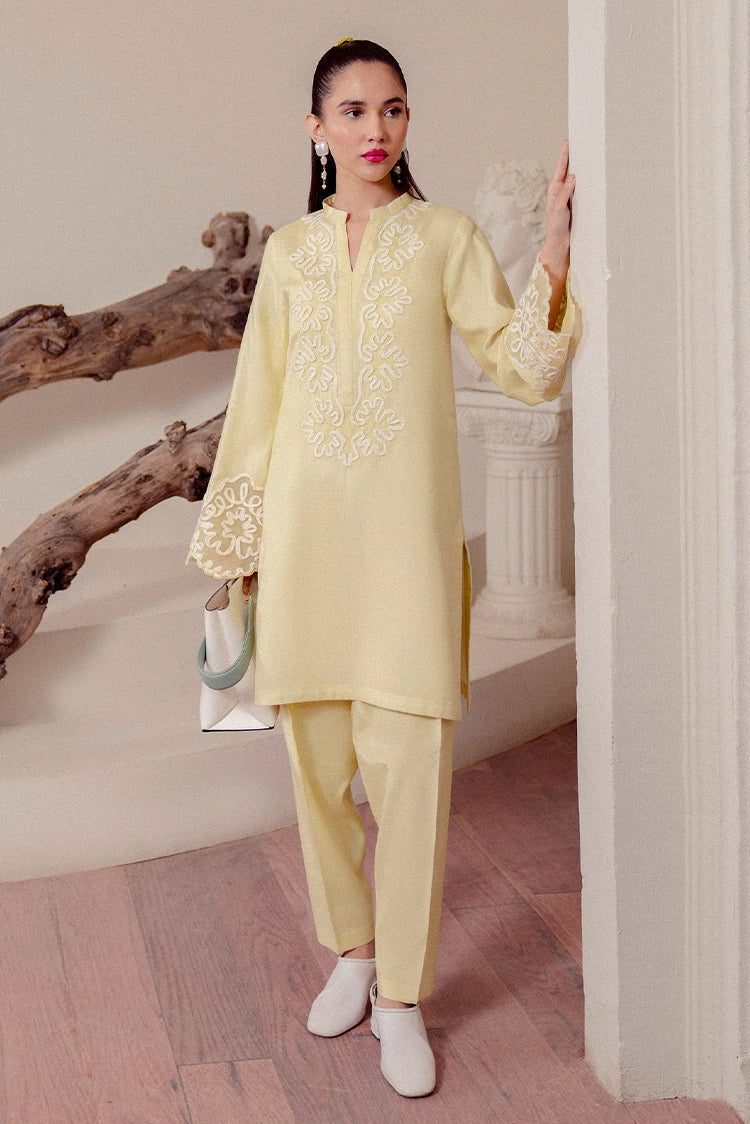 Fozia Khalid - Zarqoon Cotton Net Collection - Gul Yellow – Raja Sahib