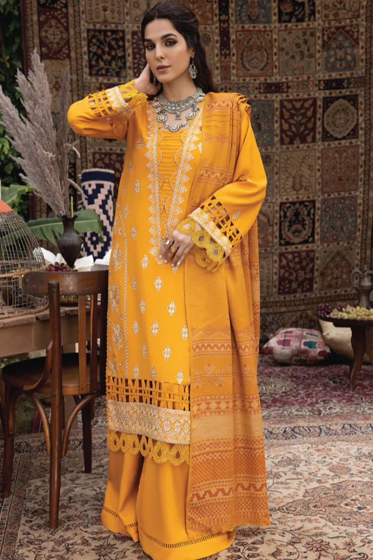 Picture of Humdum - Denara Woolen Shawl & Embroidered Edition - D03 - Available at Raja Sahib