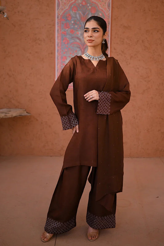 Zauk - Eid Edit  '25 - 3 Piece - Rosewood