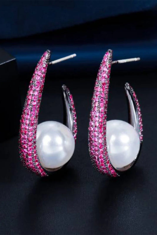 Blumoon - Pearl Hoop - Red - Earrings