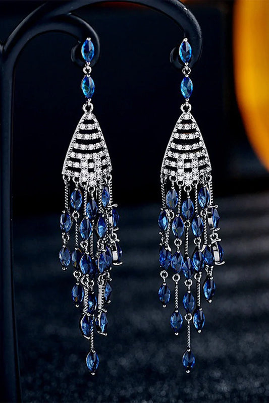 Blumoon - Blue Jhumki Tassel - Blue - Earrings