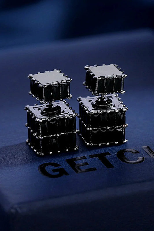 Blumoon - Two Way Zircon Ear Studs - Black
