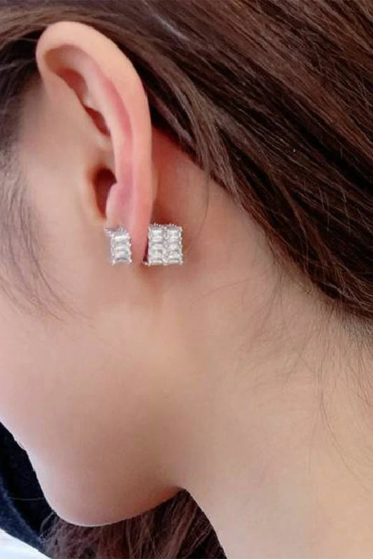 Blumoon - Two Way Zircon Ear Studs - Black