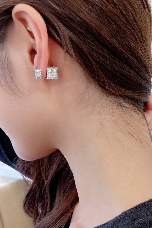 Blumoon - Two Way Zircon - Ear Studs - Clear