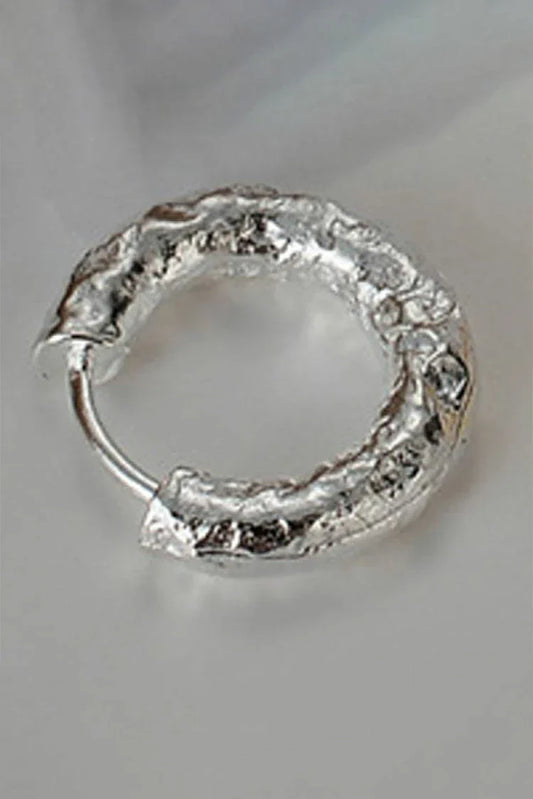 Blumoon - 925 Sterling Silver Matt Hoop - Earrings - Silver