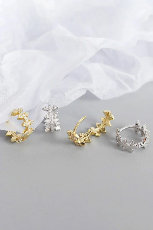 Blumoon - Tiny Spiked Zircon Hoop - Earrings - Silver