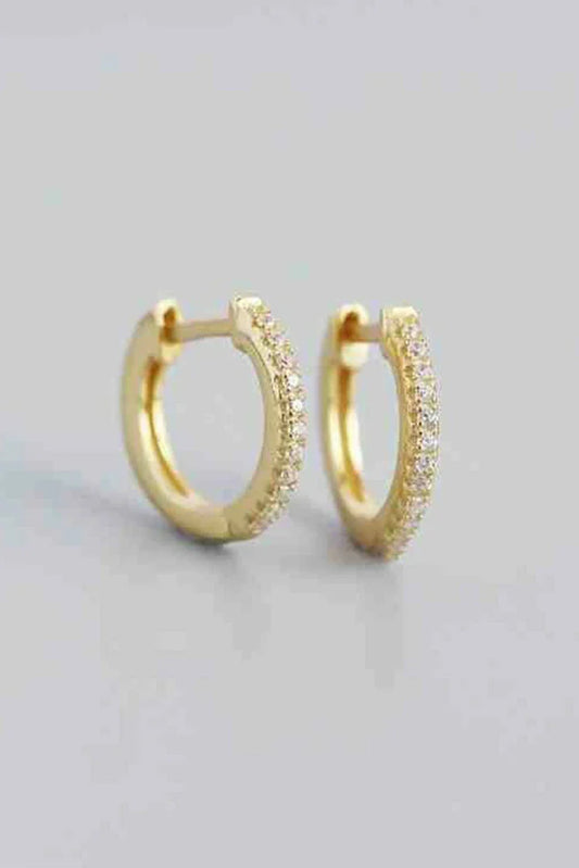Blumoon - Classic Sparkling Mini Hoop - Earrings - Gold