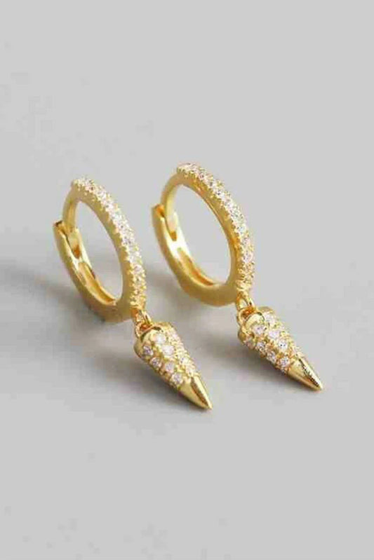 Blumoon - Shiny Pave Spike Dangle Hoops - Gold