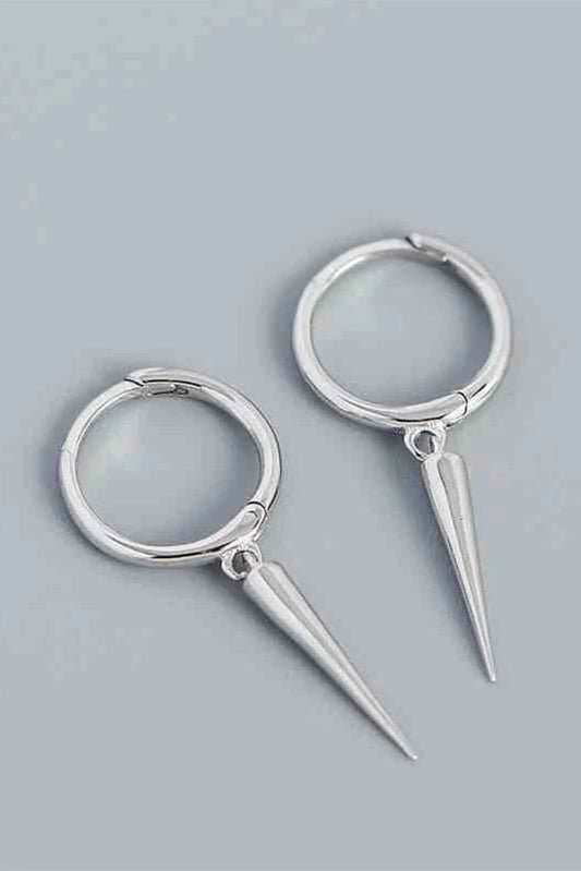 Blumoon - Bold Spike Drop Hoop - Earrings - Silver