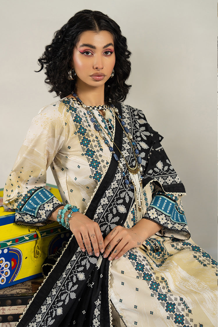 Picture of 3-PC Unstitched Digital Printed Lawn Suit - Available at Raja Sahib