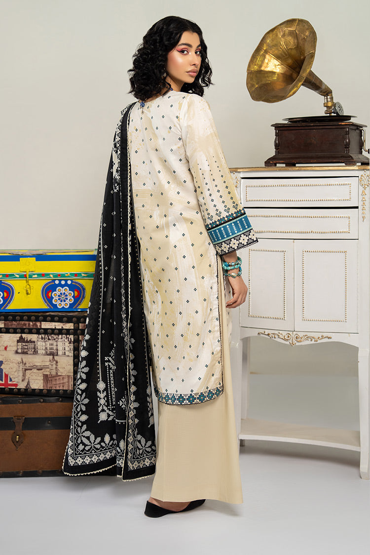 Picture of 3-PC Unstitched Digital Printed Lawn Suit - Available at Raja Sahib