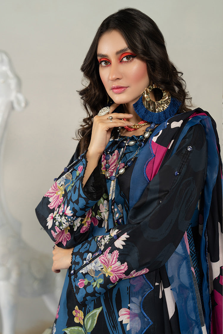 Picture of 3-PC Unstitched Digital Printed Lawn Suit - Available at Raja Sahib