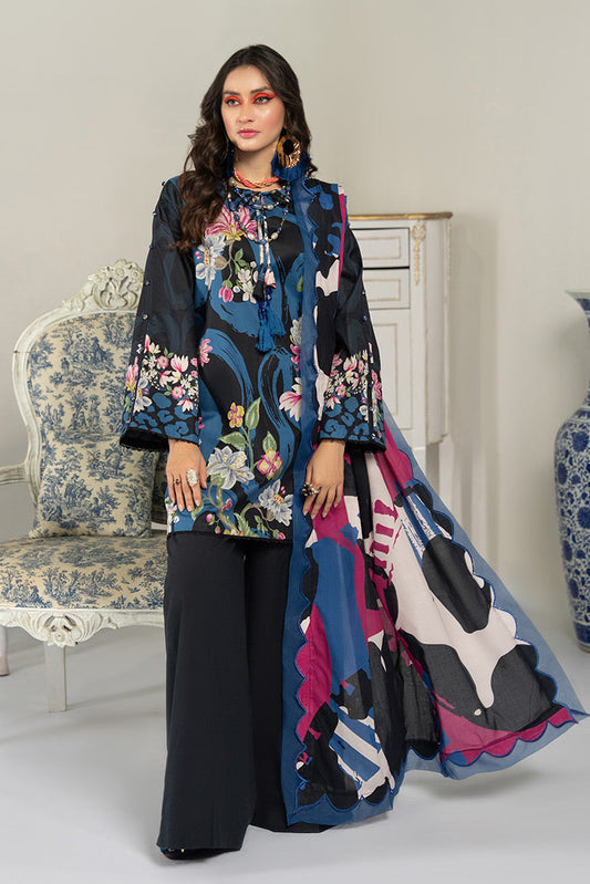 Picture of 3-PC Unstitched Digital Printed Lawn Suit - Available at Raja Sahib