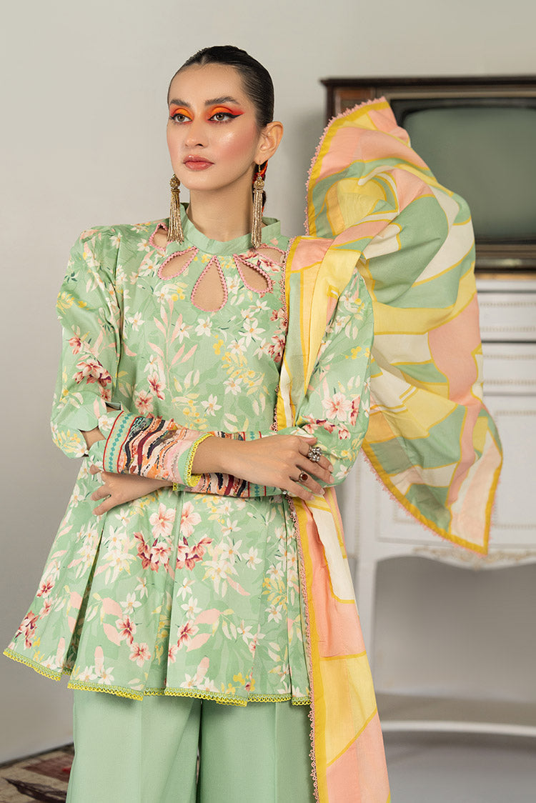 Picture of 3-PC Unstitched Digital Printed Lawn Suit - Available at Raja Sahib