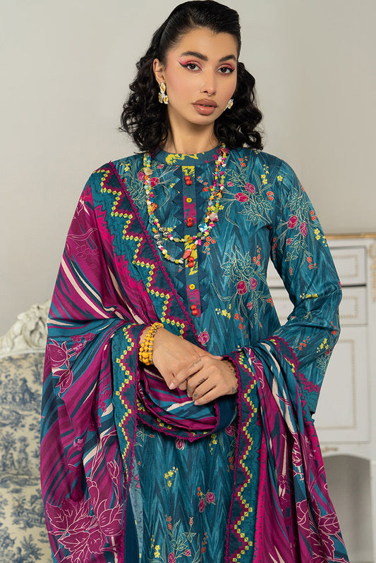 Picture of 3-PC Unstitched Digital Printed Lawn Suit - Available at Raja Sahib