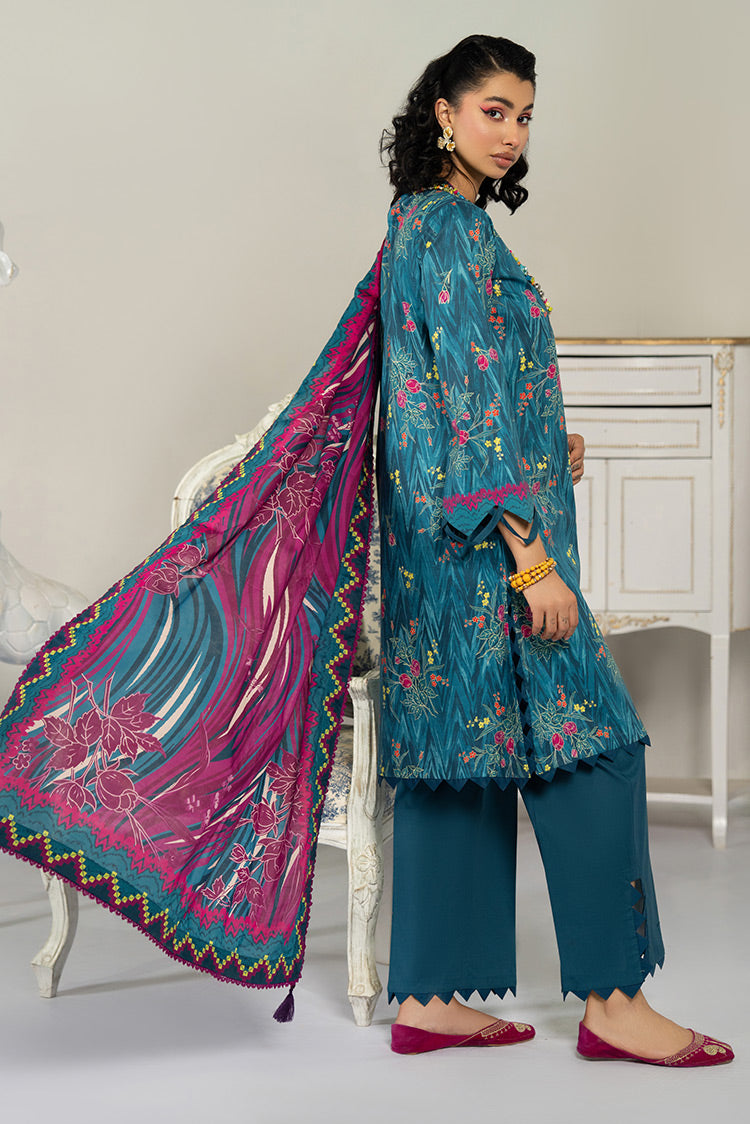 Picture of 3-PC Unstitched Digital Printed Lawn Suit - Available at Raja Sahib