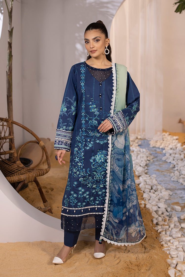 Picture of Ellena - 3-PC Unstitched Embroidered Lawn Suit - Available at Raja Sahib