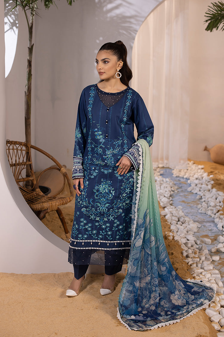 Picture of Ellena - 3-PC Unstitched Embroidered Lawn Suit - Available at Raja Sahib