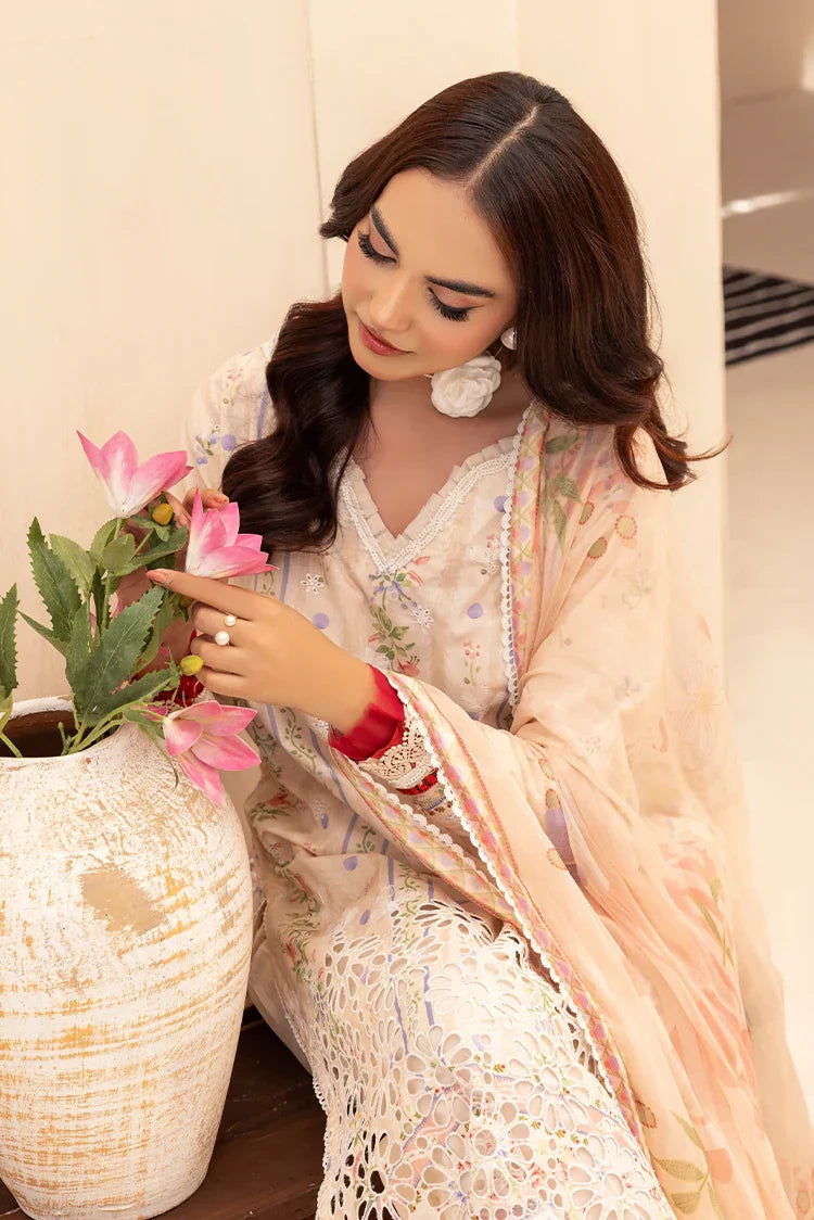 Picture of 3-PC Unstitched Embroidered Chikankari Lawn Suit - Available at Raja Sahib