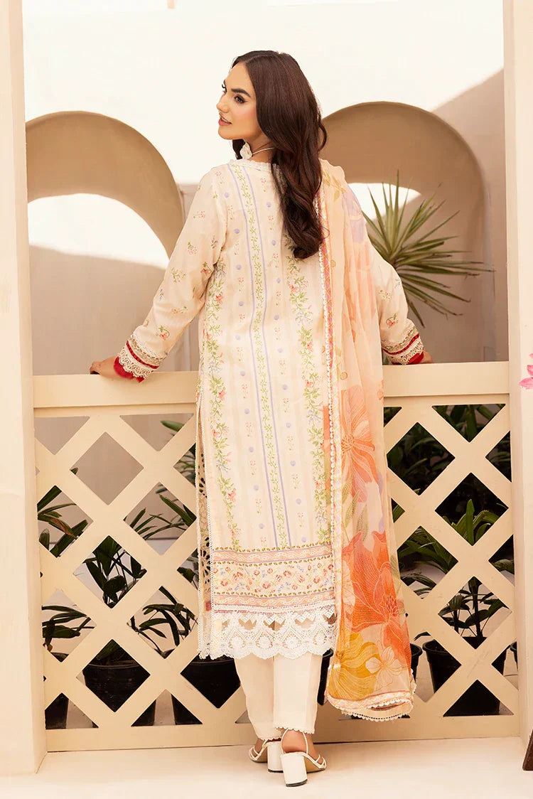 Picture of 3-PC Unstitched Embroidered Chikankari Lawn Suit - Available at Raja Sahib