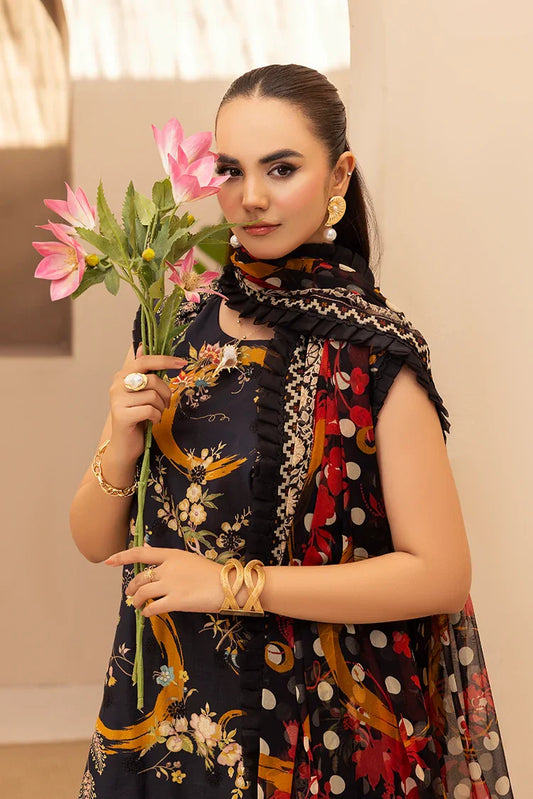 Picture of 3-PC Unstitched Embroidered Chikankari Lawn Suit - Available at Raja Sahib