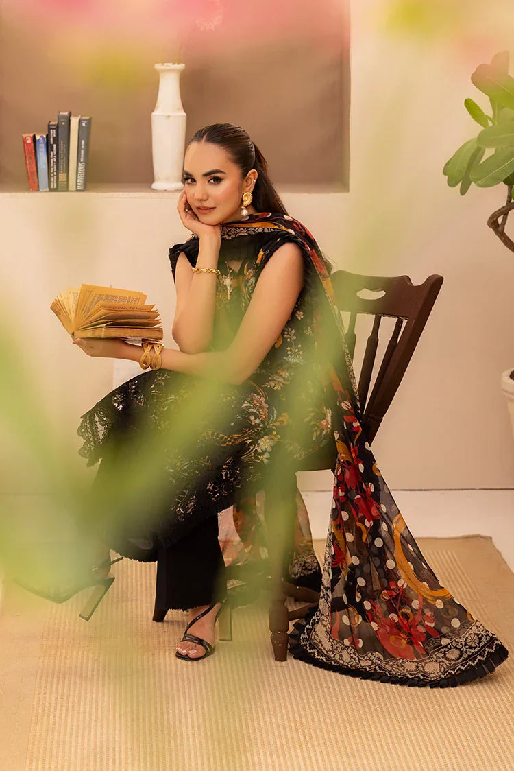 Picture of 3-PC Unstitched Embroidered Chikankari Lawn Suit - Available at Raja Sahib