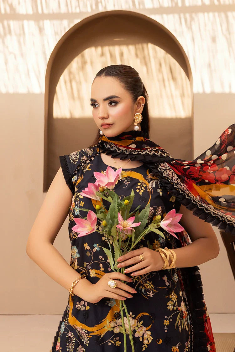 Picture of 3-PC Unstitched Embroidered Chikankari Lawn Suit - Available at Raja Sahib