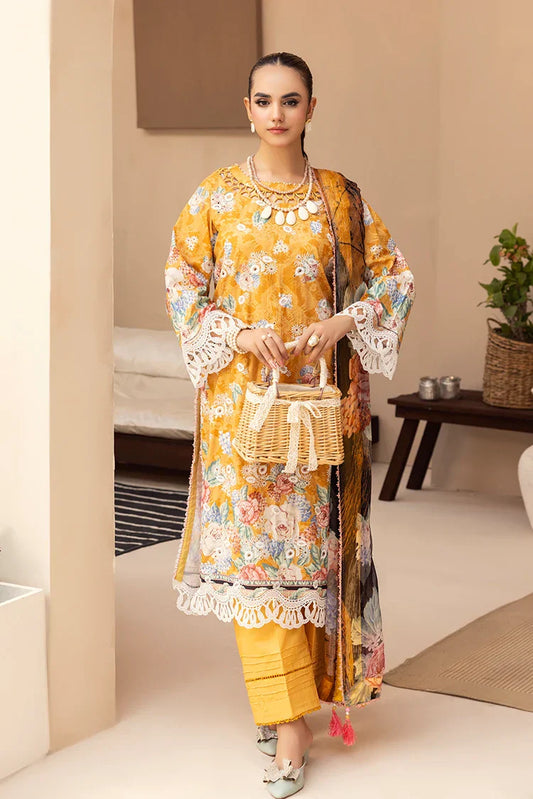 Picture of 3-PC Unstitched Embroidered Chikankari Lawn Suit - Available at Raja Sahib