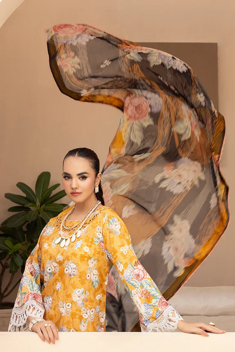 Picture of 3-PC Unstitched Embroidered Chikankari Lawn Suit - Available at Raja Sahib