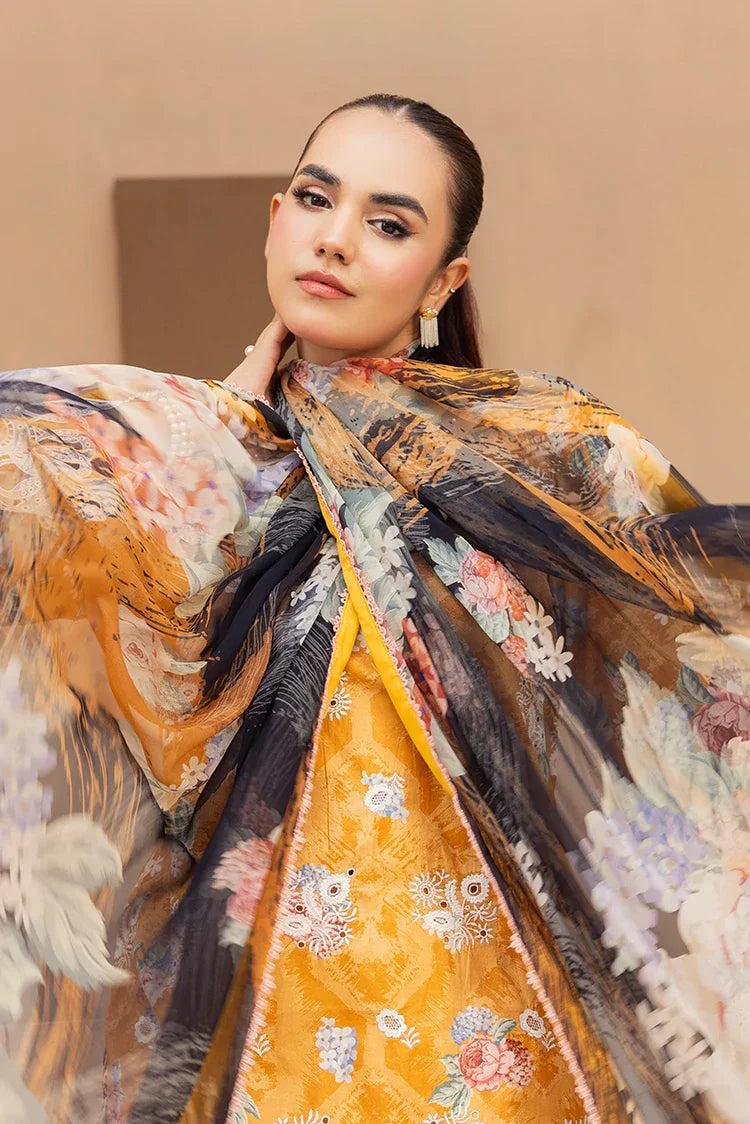 Picture of 3-PC Unstitched Embroidered Chikankari Lawn Suit - Available at Raja Sahib