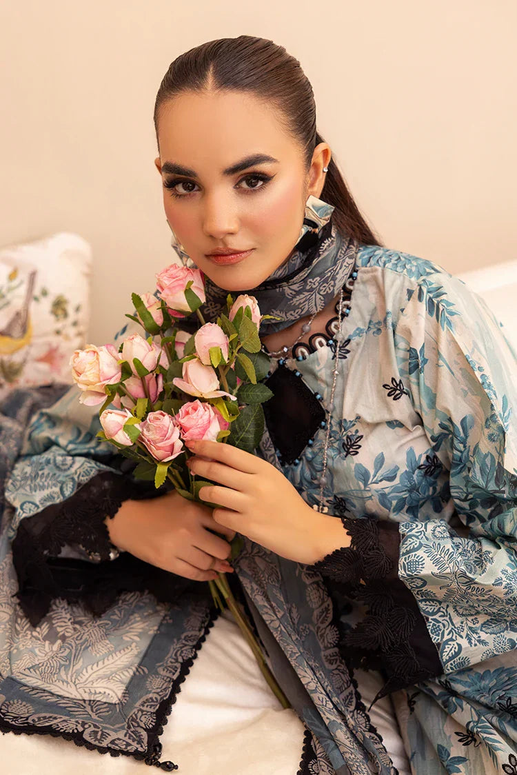 Picture of 3-PC Unstitched Embroidered Chikankari Lawn Suit - Available at Raja Sahib