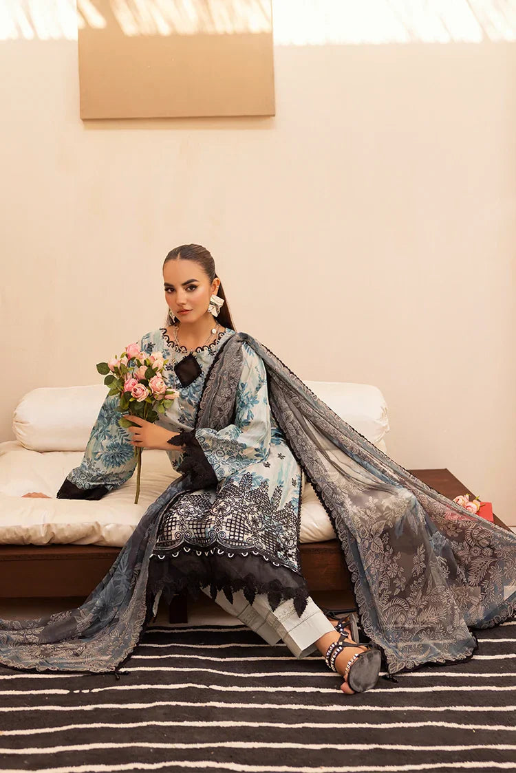 Picture of 3-PC Unstitched Embroidered Chikankari Lawn Suit - Available at Raja Sahib