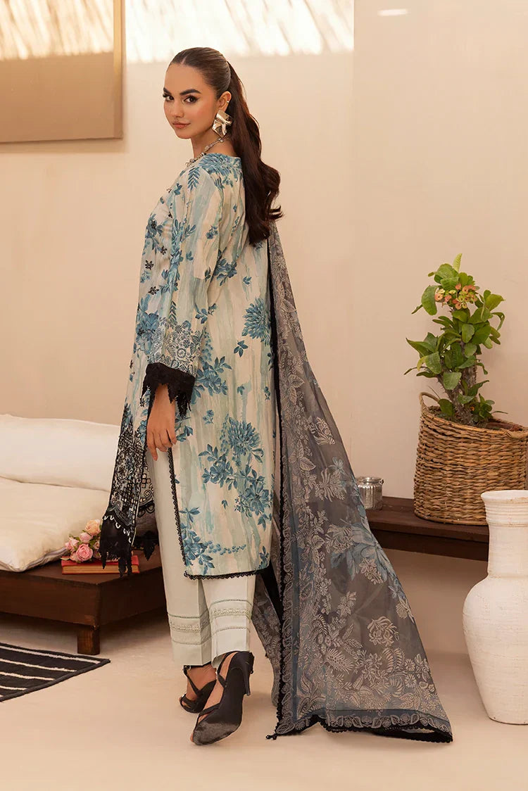 Picture of 3-PC Unstitched Embroidered Chikankari Lawn Suit - Available at Raja Sahib