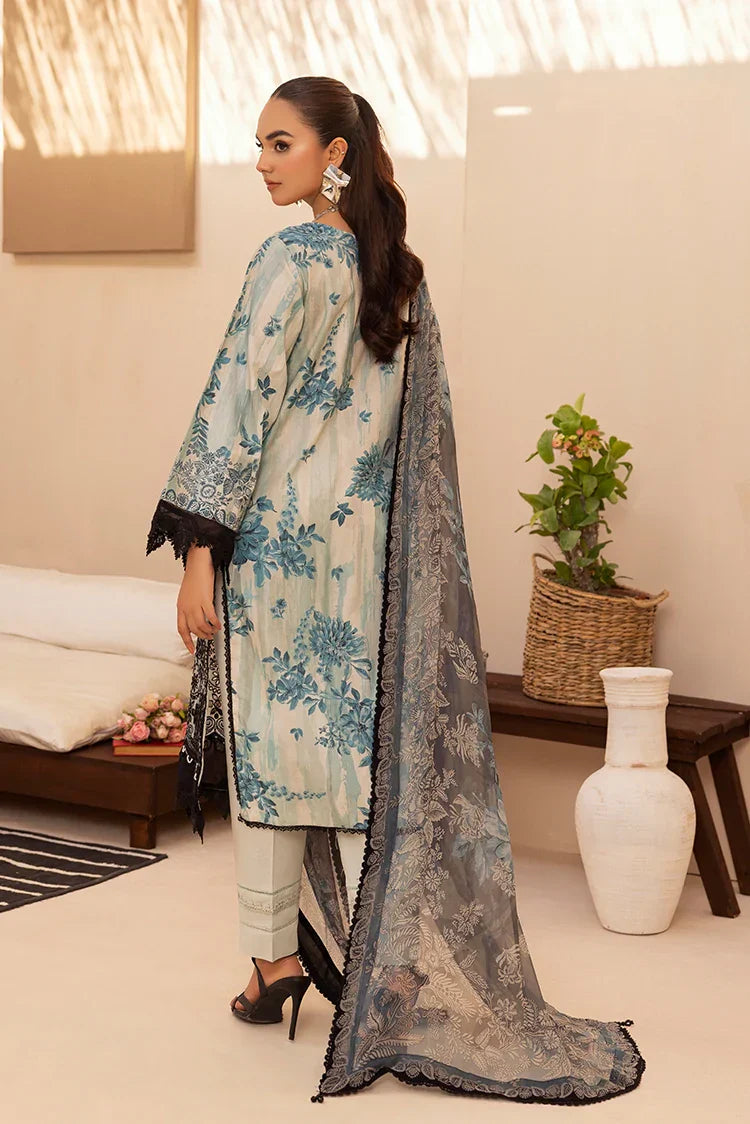 Picture of 3-PC Unstitched Embroidered Chikankari Lawn Suit - Available at Raja Sahib