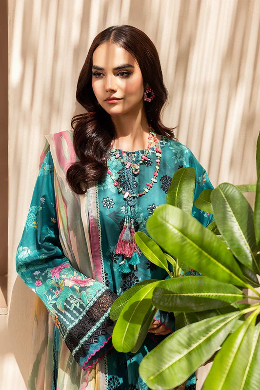 Picture of 3-PC Unstitched Embroidered Chikankari Lawn Suit - Available at Raja Sahib
