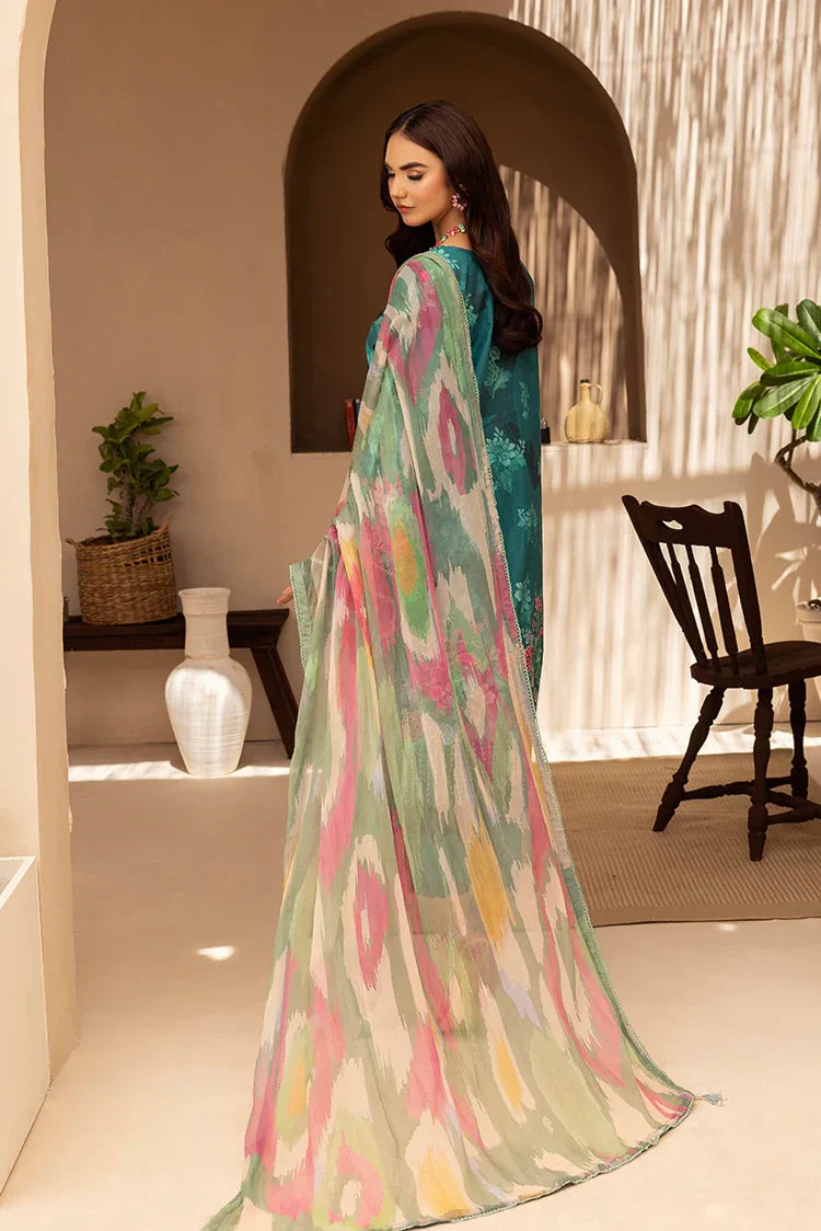 Picture of 3-PC Unstitched Embroidered Chikankari Lawn Suit - Available at Raja Sahib