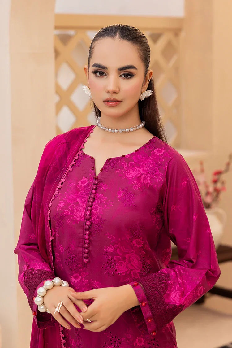 Picture of 3-PC Unstitched Embroidered Chikankari Lawn Suit - Available at Raja Sahib