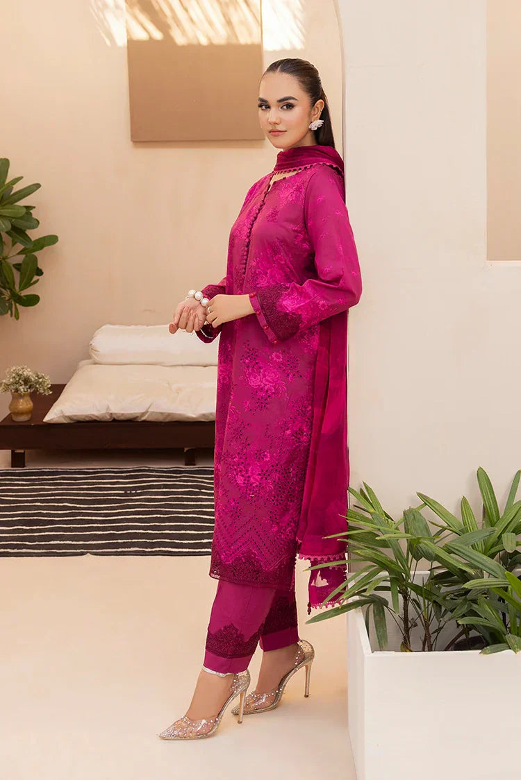 Picture of 3-PC Unstitched Embroidered Chikankari Lawn Suit - Available at Raja Sahib