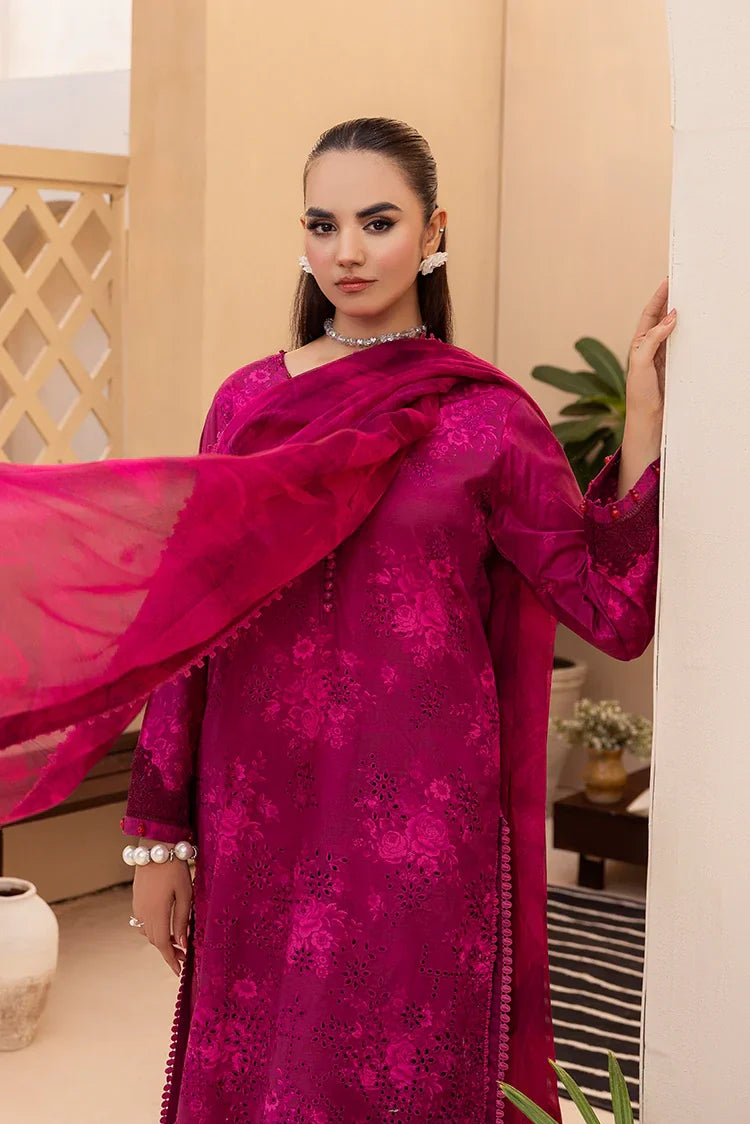 Picture of 3-PC Unstitched Embroidered Chikankari Lawn Suit - Available at Raja Sahib