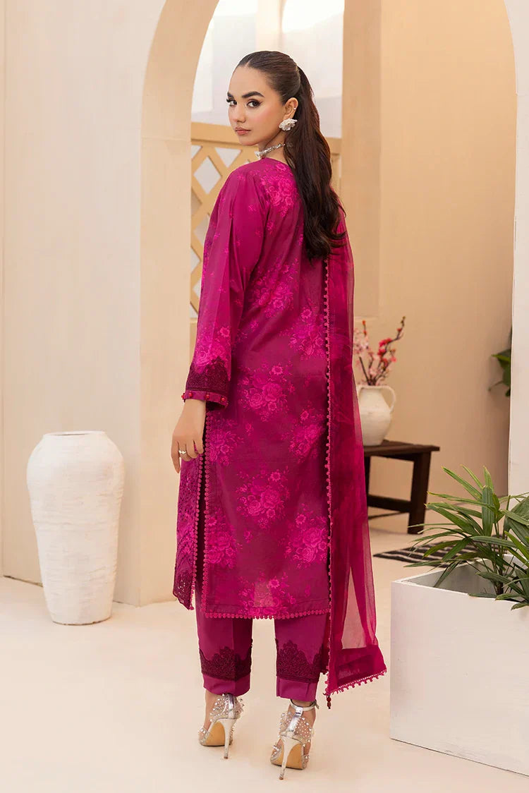 Picture of 3-PC Unstitched Embroidered Chikankari Lawn Suit - Available at Raja Sahib
