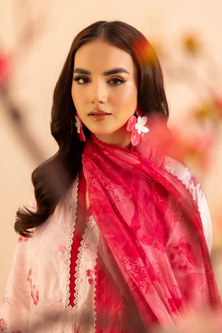 Picture of 3-PC Unstitched Embroidered Chikankari Lawn Suit - Available at Raja Sahib