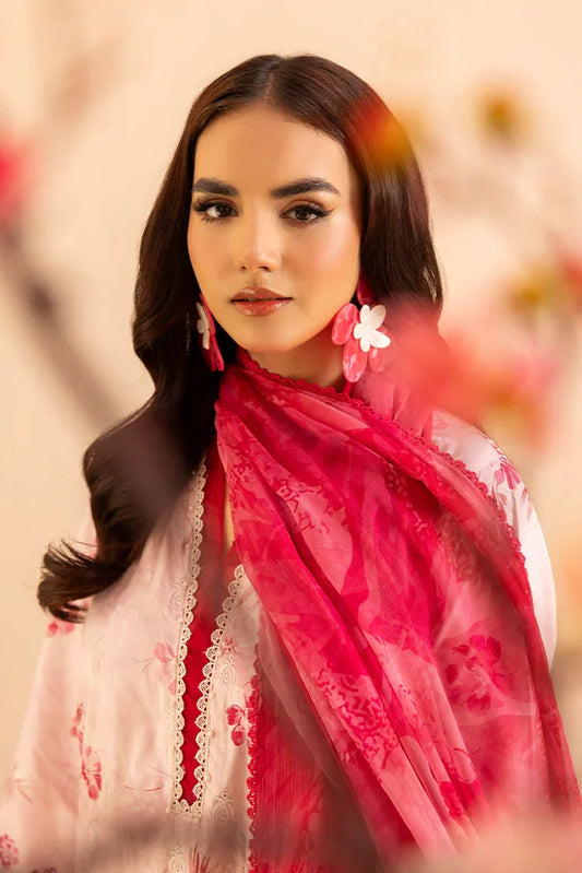 Picture of 3-PC Unstitched Embroidered Chikankari Lawn Suit - Available at Raja Sahib