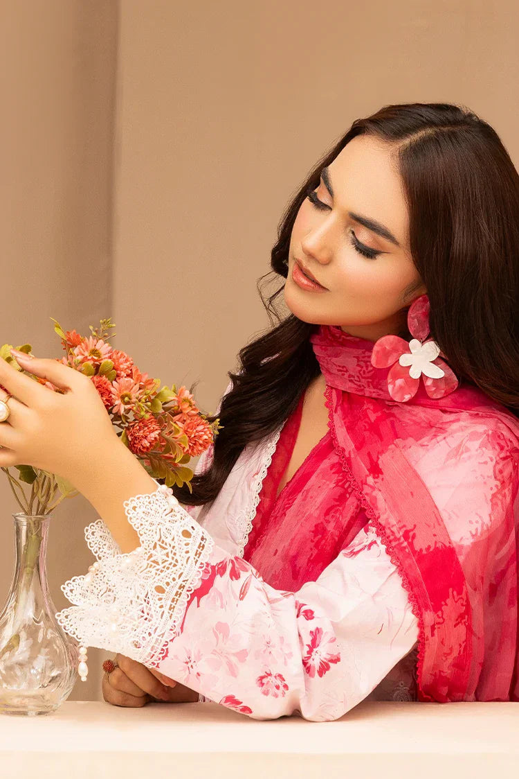 Picture of 3-PC Unstitched Embroidered Chikankari Lawn Suit - Available at Raja Sahib