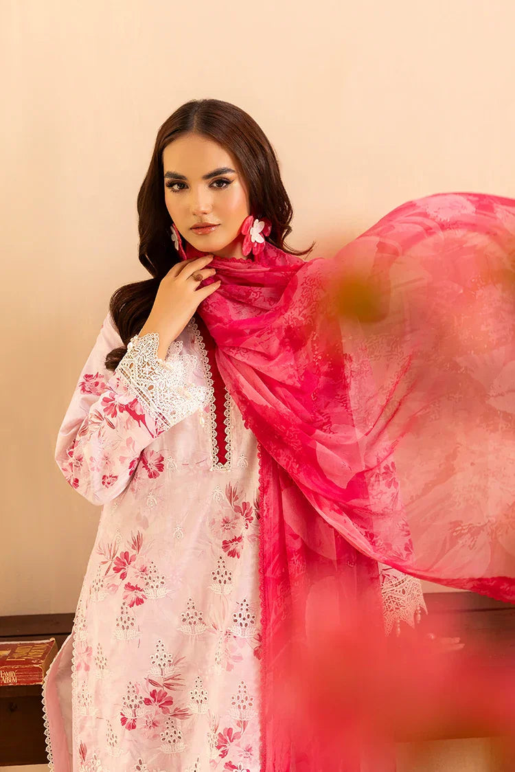 Picture of 3-PC Unstitched Embroidered Chikankari Lawn Suit - Available at Raja Sahib