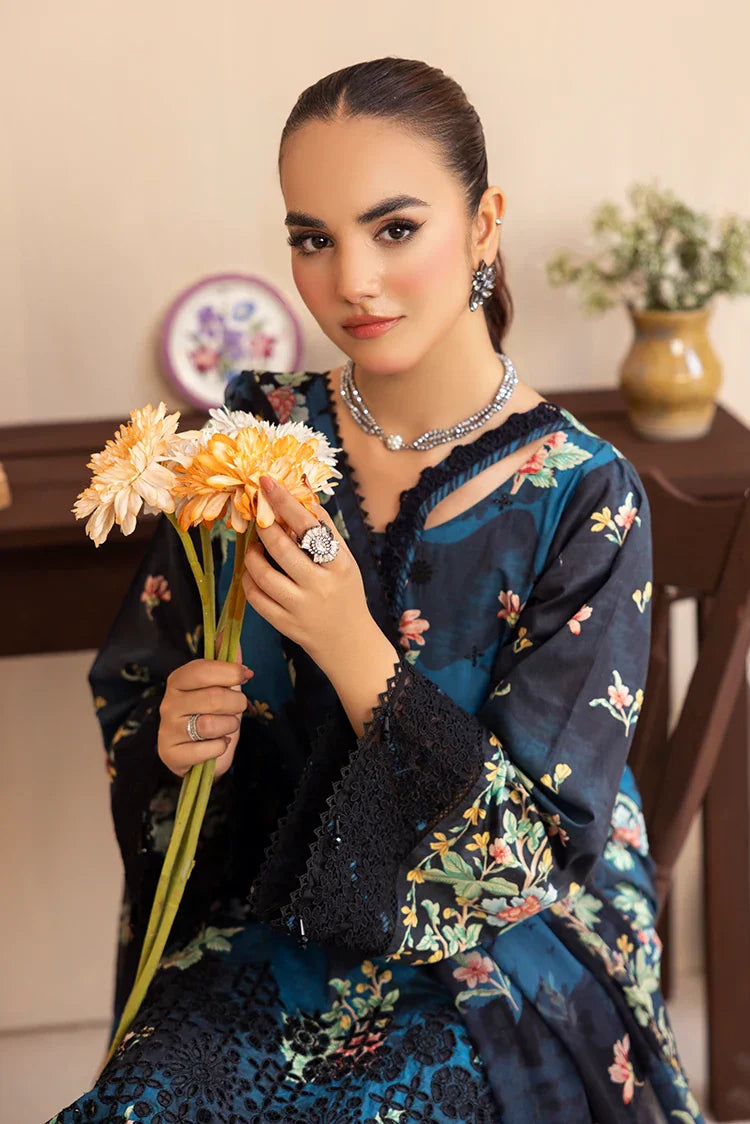 Picture of 3-PC Unstitched Embroidered Chikankari Lawn Suit - Available at Raja Sahib