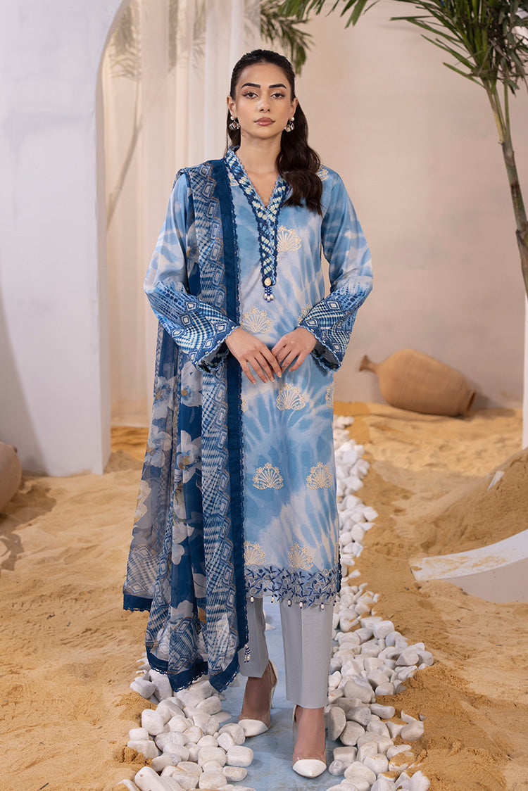 Picture of 3-PC Unstitched Digital Printed Lawn Suit - Available at Raja Sahib