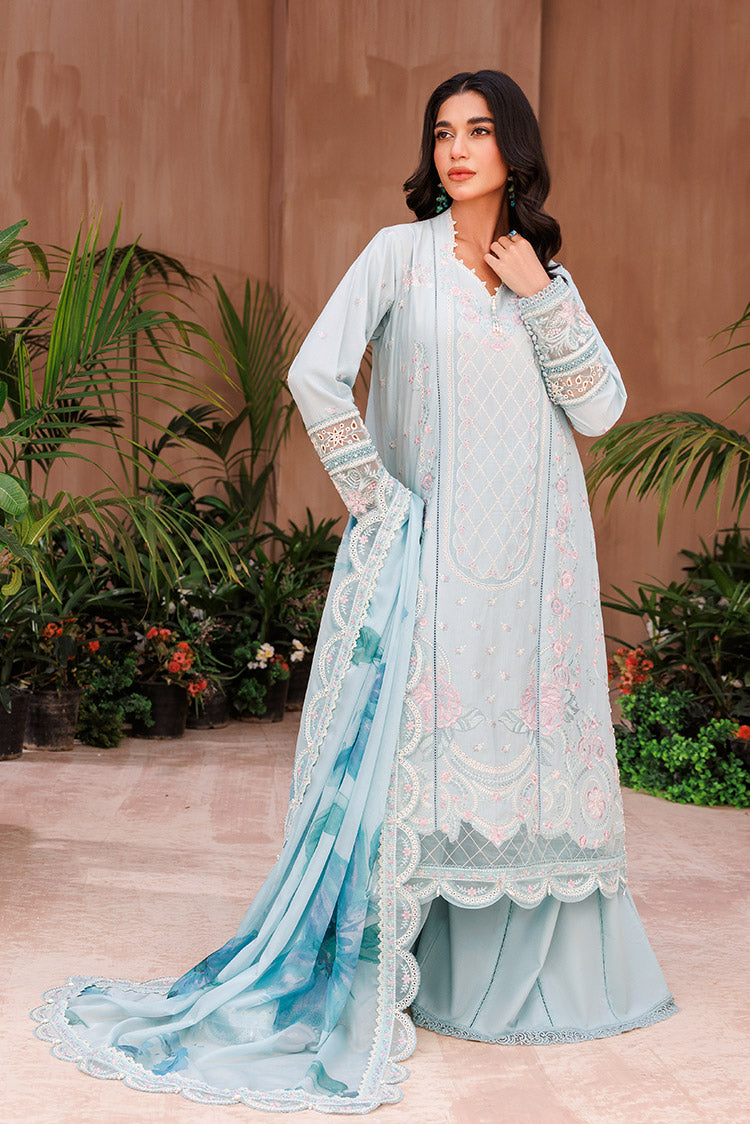 Picture of 3-PC Unstitched Embroidered Chikankari Lawn Suit - Available at Raja Sahib